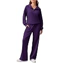 PINSPARK 2 Piece Sets for Women 1/4 Zip Lounge Matching Set Fall Outfits