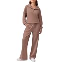 PINSPARK 2 Piece Sets for Women 1/4 Zip Lounge Matching Set Fall Outfits
