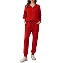 PINSPARK 2 Piece Sets for Women Long Sleeve Half Zip Tracksuit Jogger Sets