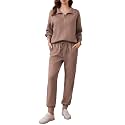 PINSPARK 2 Piece Sets for Women Long Sleeve Half Zip Tracksuit Jogger Sets