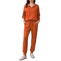 PINSPARK 2 Piece Sets for Women Long Sleeve Half Zip Tracksuit Lounge Sets