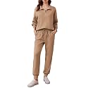 PINSPARK 2 Piece Sets for Women Long Sleeve Half Zip Tracksuit Jogger Sets
