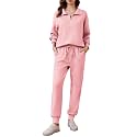 PINSPARK 2 Piece Sets for Women Long Sleeve Half Zip Tracksuit Jogger Sets