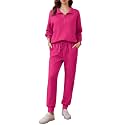 PINSPARK 2 Piece Sets for Women Long Sleeve Half Zip Tracksuit Lounge Sets