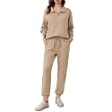 PINSPARK 2 Piece Sets for Women Long Sleeve Half Zip Tracksuit Jogger Sets