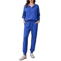 PINSPARK 2 Piece Sets for Women Long Sleeve Half Zip Tracksuit Jogger Sets