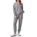 PINSPARK 2 Piece Sets for Women Long Sleeve Half Zip Tracksuit Lounge Sets