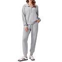 PINSPARK 2 Piece Sets for Women Long Sleeve Half Zip Tracksuit Jogger Sets