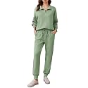 PINSPARK 2 Piece Sets for Women Long Sleeve Half Zip Tracksuit Jogger Sets
