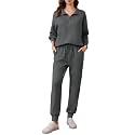 PINSPARK 2 Piece Sets for Women Long Sleeve Half Zip Tracksuit Jogger Sets