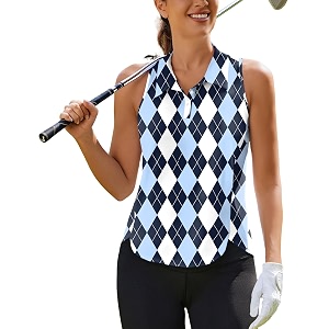 PINSPARK Womens Golf Shirt Racerback UPF 50