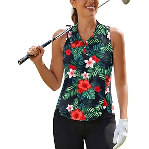 PINSPARK Womens Golf Shirt Racerback UPF 50