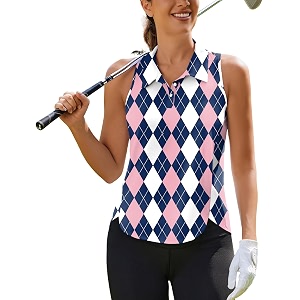 PINSPARK Womens Golf Shirt Racerback UPF 50