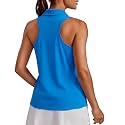 PINSPARK Womens Golf Shirt UPF 50+ Collared Shirts Sleeveless Tennis Tanks