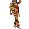 PINSV Women 2 Piece Outfits Short Sleeve Top and Flare Pants Lounge Sets Tracksuit