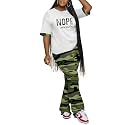 PINSV Women 2 Piece Outfits Short Sleeve Top and Flare Pants Lounge Sets Tracksuit