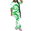 PINSV Women 2 Piece Outfits Short Sleeve Top and Flare Pants Lounge Sets Tracksuit