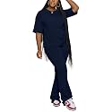 PINSV Women 2 Piece Outfits Short Sleeve Top and Flare Pants Lounge Sets Tracksuit
