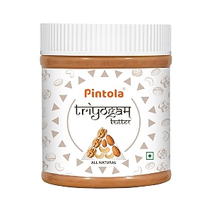 pintola triyogam butter 350g- blend of almonds cashews walnuts amp honey enjoy the benefits of almond butter cashew butter walnut butter amp natural honey in one jar gluten free keto friendly
