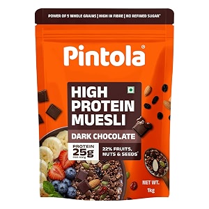 pintola 25g high protein dark chocolate amp cranberry muesli 1kg no refined sugar high fibre breakfast cereal