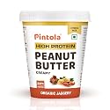 Pintola HIGH Protein ORGANIC JAGGERY Peanut Butter Creamy 1kg with 33g Protein &amp; 7g Fiber, Whey Protein Peanut Butter, Gluten Free, Zero Added Salt, Cholesterol Free, 100% Roasted Peanuts