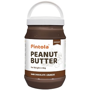 pintola peanut butter chocolate flavour crunchy 25kg -186g protein amp 52g dietary fiber gluten free zero cholesterol amp trans fat vit e amp b3 dark chocolate