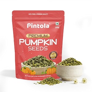 pintola premium pumpkin seeds 250g  high in dietary fiberiron amp magnesium  immunity booster and protein rich seeds  aids weight management