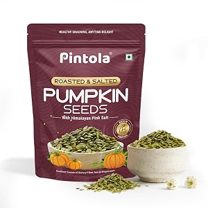 pintola roasted amp salted pumpkin seeds 250g  with goodness of himalayan pink salt  high in dietary fiberiron amp magnesium  immunity booster and protein rich seeds  aids weight management