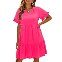 Pinup Fashion Plus Size Summer Babydoll Tiered Casual V-Neck Short Dress