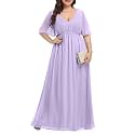 Pinup Fashion Women's Plus Size Formal Wedding Guest Chiffon Long Dress