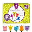 Pinwheel Crafts Flower Origami Kit for Kids Ages 8-12, 150 Pcs