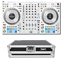 Pioneer DDJ-FLX10-W 4-Channel DJ Controller Bundle with Headliner HL10010 Flight Case and Laptop Platform — STEMS Track Separation, DMX Lighting, Dual USB-C, rekordbox and Serato