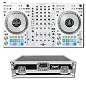 Pioneer DDJ-FLX10-W 4-Channel DJ Controller Bundle with Headliner HL10011 Rolling Flight Case and Laptop Platform — STEMS, DMX Lighting, Dual USB-C, rekordbox and Serato