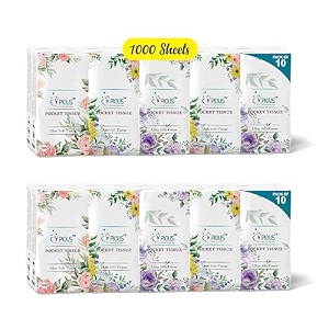 pious 2 ply highly absorbent soft pocket tissue papers size-20x20cm 10 pulls per packet 1000 sheets