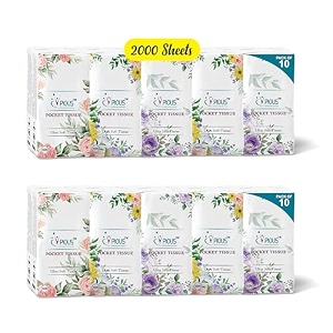 pious 2 ply highly absorbent soft pocket tissue papers size-20x20cm 10 pulls per packet 2000 sheets