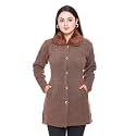 Women Woolen Buttoned Fur Collar Neck Stylish