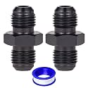 Pipe Fitting Adapter Aluminum Straight Black 2PCS (AN8 Flare 2pcs)