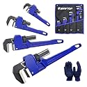 Pipe Wrench set,8" 10" 14" 18" Adjustable Jaw Opening Cast Iron Straight Handle Plumbing Wrench, Perfect Plumbers Tool for Oil Field, Plumbing, Auto Repair, Construction and Mechanics