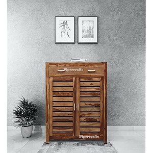 sheesham wood shoe rack - already assembled - shoe cabinet storage for homeentrywayhallwayorganizerrack for home - rustic teak finish