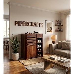 sheesham wood shoe rack - already assembled - shoe cabinet storage for homeentrywayhallwayorganizerrack for home - provincial teak finish