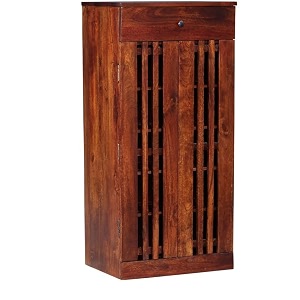 sheesham wood shoe rack - already assembled - shoe cabinet storage for homeentrywayhallwayorganizerrack for home - rustic teak finish
