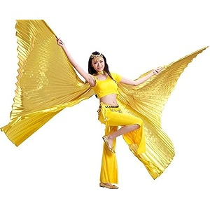 opening belly dance isis wings dancing props without sticks rods-golden