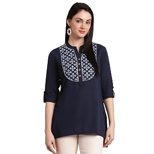Pistaas Womens Cotton Relaxed Fit Short Kurti