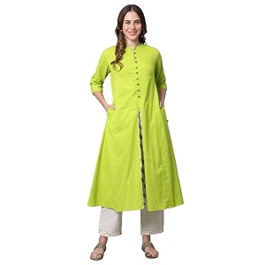 Pistaas Womens Cotton Regular Fit Casual Kurta
