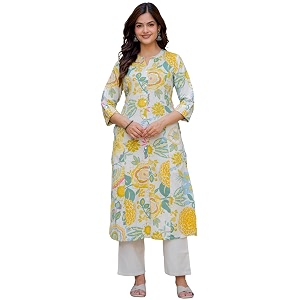 Pistaas Womens Cotton Relaxed Fit Straight Printed