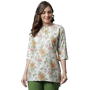 Pistaas Womens Viscose Relaxed Fit Short Kurti