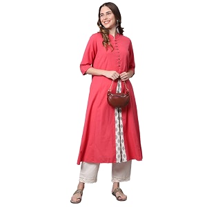 Pistaas Womens Cotton Regular Fit Casual Kurta