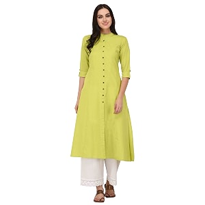 Pistaas Womens Cotton Regular Fit Casual Kurta