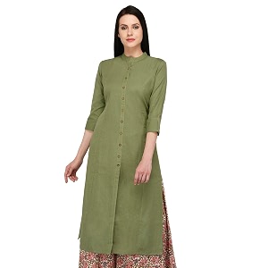 Pistaas Womens Cotton Regular Fit Casual Kurta