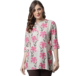 Pistaas Womens Viscose Relaxed Fit Short Kurti